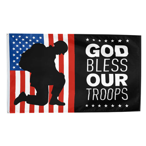 Fyon God Bless Our Troops Flag indoor and outdoor Banner