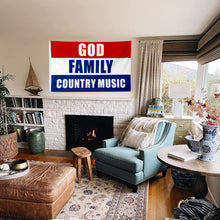 Fyon God Family Country Music Flag Indoor and Outdoor Banner