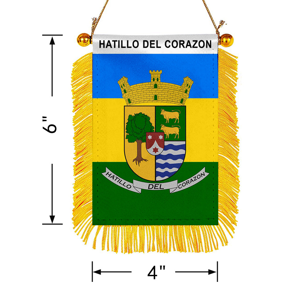 Fyon Hatillo Del Corazon Mini Car Rearview Mirror Flag Banner - 2PC