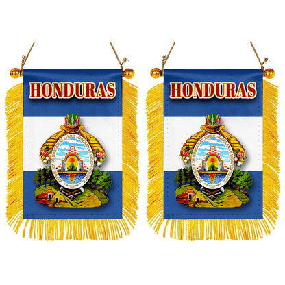 Honduras Flag Mini Car Rearview Mirror Flag Banner - 2PC
