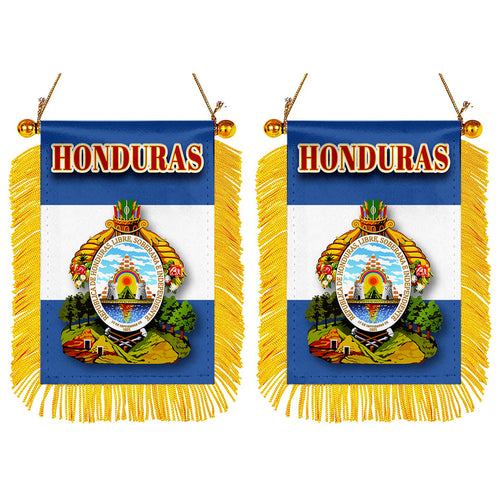 Honduras Flag Mini Car Rearview Mirror Flag Banner - 2PC