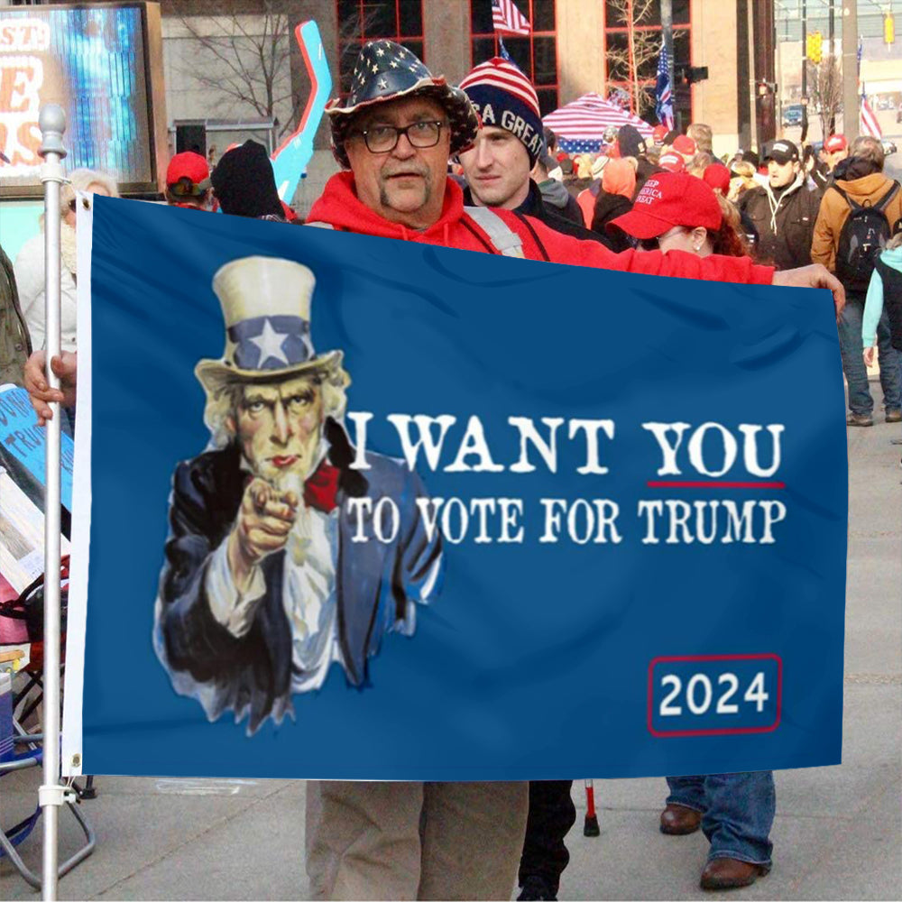 Fyon I Want You to Vote for Trump 2024 Flag Indoor and Outdoor Banner