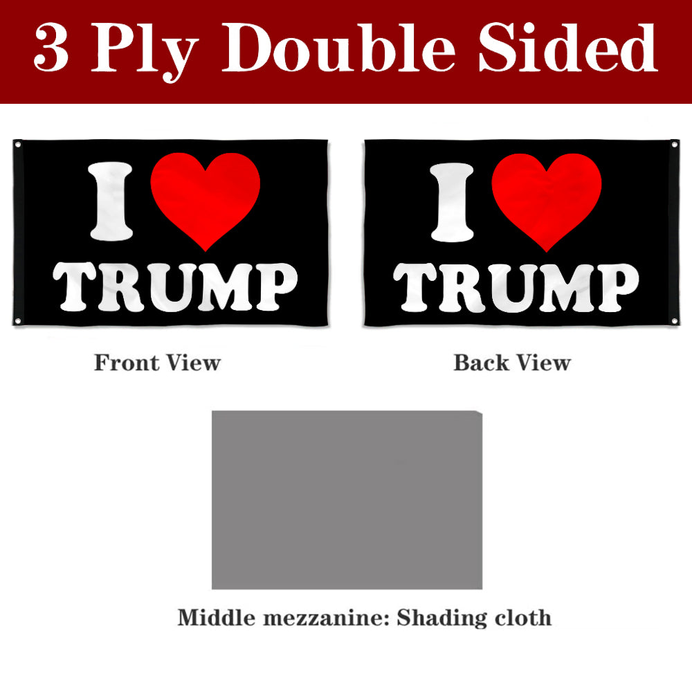 Fyon Double-sided I love TRUMP Flag Banner Black