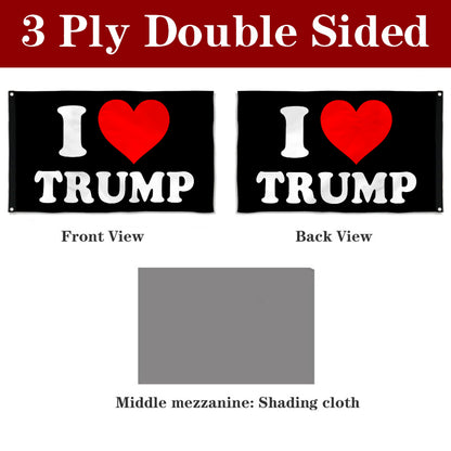 Fyon Double-sided I love TRUMP Flag Banner Black