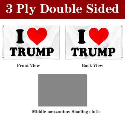 Fyon Double-sided I love TRUMP Flag Banner Black