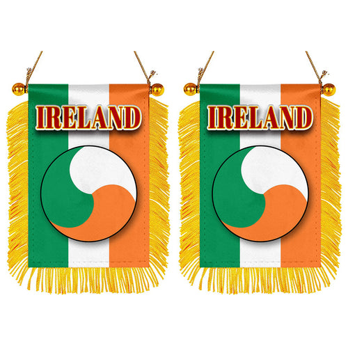 Ireland Flag Mini Car Rearview Mirror Flag Banner - 2PC