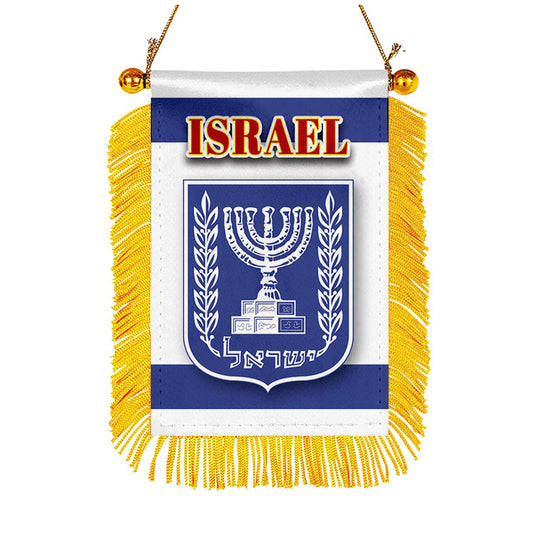 Israel Flag Mini Car Rearview Mirror Flag Banner - 2PC