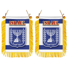 Israel Flag Mini Car Rearview Mirror Flag Banner - 2PC