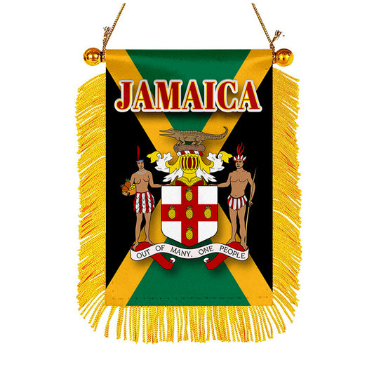 Jamaica Flag Mini Car Rearview Mirror Flag Banner - 2PC