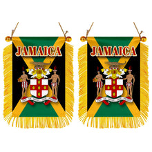 Jamaica Flag Mini Car Rearview Mirror Flag Banner - 2PC