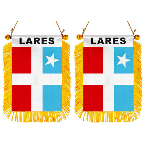 Fyon Lares Flag Mini Car Rearview Mirror Flag Banner - 2PC