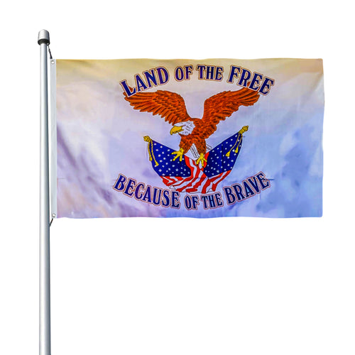 Fyon Land Of The Free Because Of The Brave Flag indoor and outdoor Banner