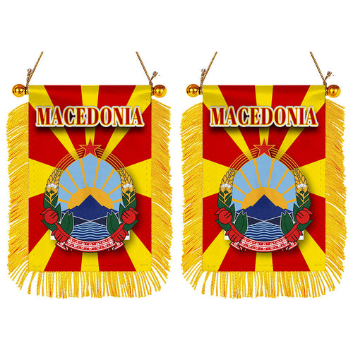 Macedonia Flag Mini Car Rearview Mirror Flag Banner - 2PC