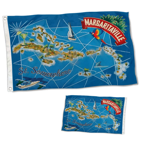 Fyon Double-sided Margaritaville Flag St. Somewhere Map Tropical Jimmy Buffet Flags Banner