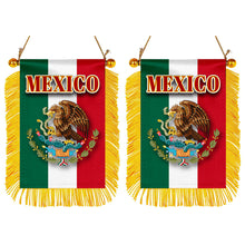 Mexico Flag Mini Car Rearview Mirror Flag Banner - 2PC