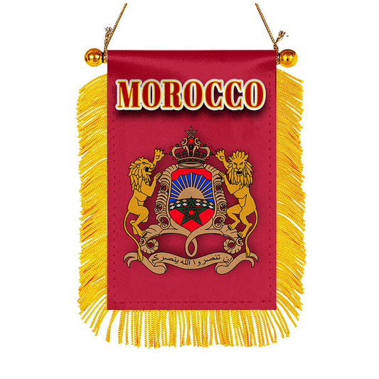 Morocco Flag Mini Car Rearview Mirror Flag Banner - 2PC