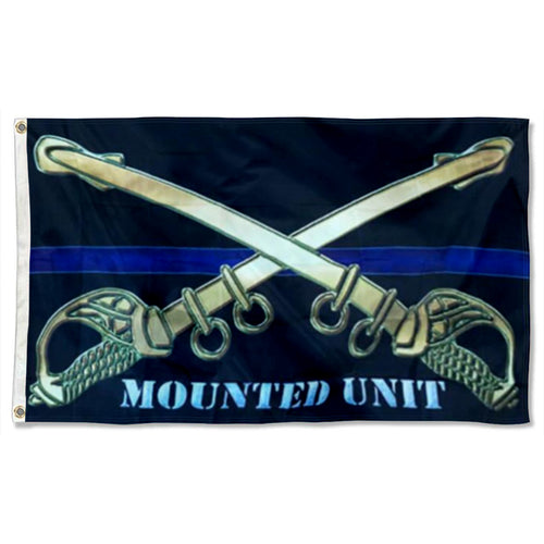 Fyon Mounted Unit Thin Blue Line Black Flag Banner Blackhorse Indoor and outdoor banner