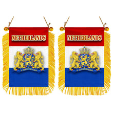 Netherlands Flag Mini Car Rearview Mirror Flag Banner - 2PC