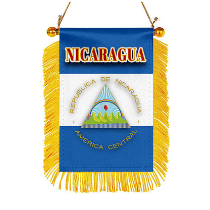 Nicaragua Flag Mini Car Rearview Mirror Flag Banner - 2PC