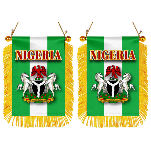 Nigeria Flag Mini Car Rearview Mirror Flag Banner - 2PC