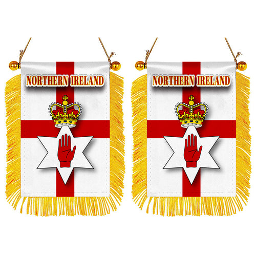 Northern Ireland Flag Mini Car Rearview Mirror Flag Banner - 2PC