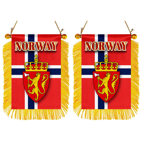 Norway Flag Mini Car Rearview Mirror Flag Banner - 2PC