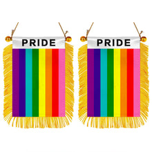 Pride Flag Mini Car Rearview Mirror Flag Banner - 2PC