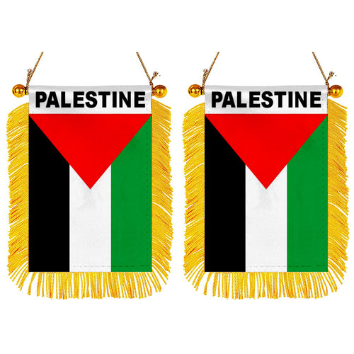 Palestine Flag Mini Car Rearview Mirror Flag Banner - 2PC