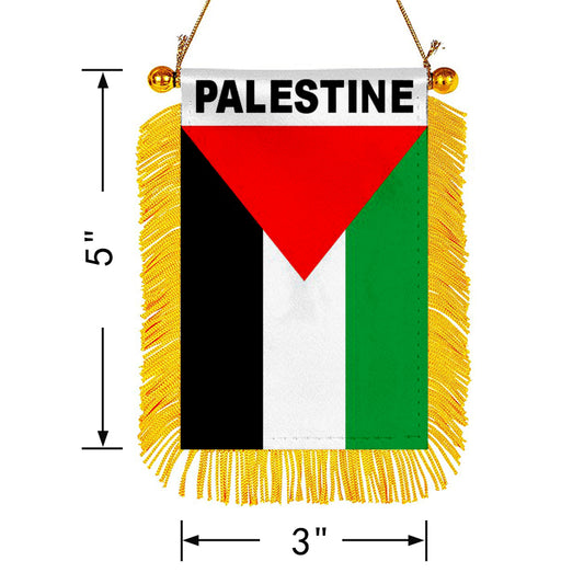 Palestine Flag Mini Car Rearview Mirror Flag Banner - 2PC
