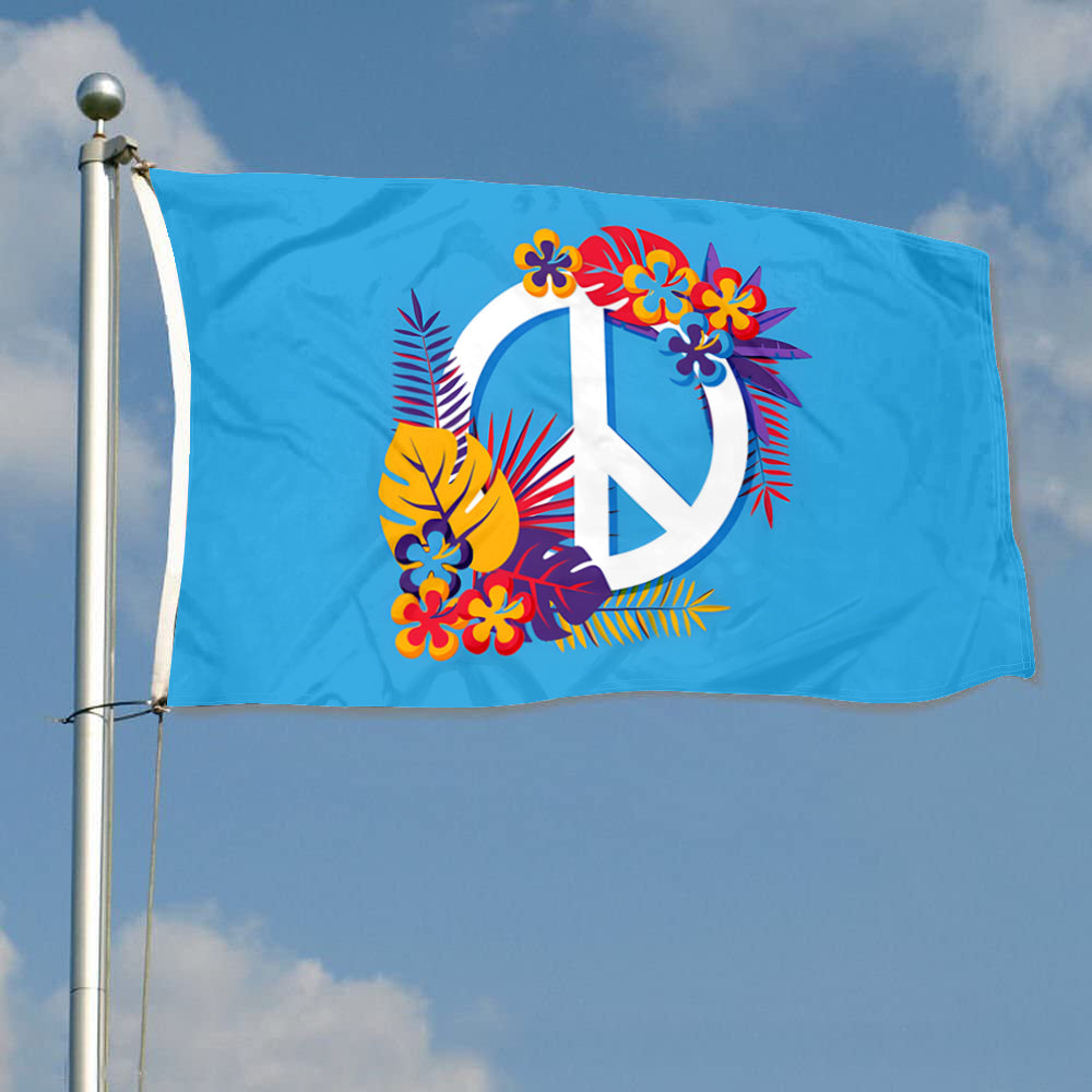 Fyon Peace and Flower Flag Banner