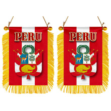 Peru Flag Mini Car Rearview Mirror Flag Banner - 2PC