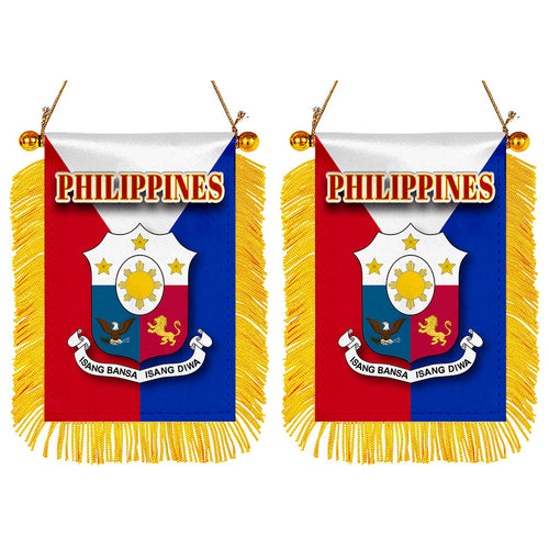 Philippines Flag Mini Car Rearview Mirror Flag Banner - 2PC