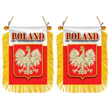 Poland Flag Mini Car Rearview Mirror Flag Banner - 2PC