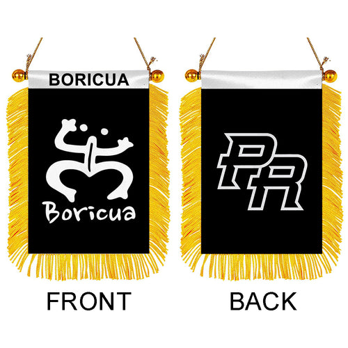 Boricua Puerto Rico Mini Car Rearview Mirror Flag Banner