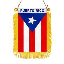 Puerto Rico Girl Mini Car Rearview Mirror Flag Banner