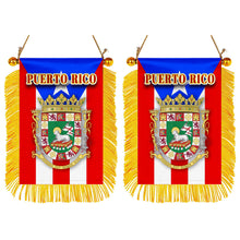 Puerto Rico Flag Mini Car Rearview Mirror Flag Banner - 2PC