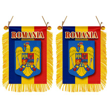 Romania Flag Mini Car Rearview Mirror Flag Banner - 2PC