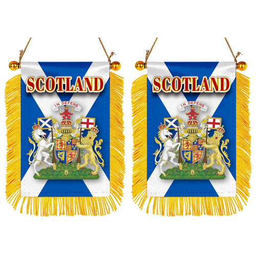 Scotland Flag Mini Car Rearview Mirror Flag Banner - 2PC