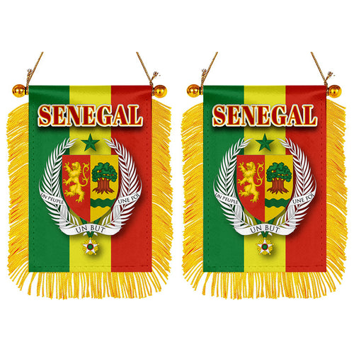 Senegal Flag Mini Car Rearview Mirror Flag Banner - 2PC