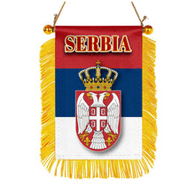 Serbia Flag Mini Car Rearview Mirror Flag Banner - 2PC