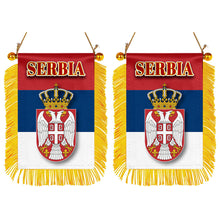 Serbia Flag Mini Car Rearview Mirror Flag Banner - 2PC