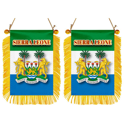 Sierra Leone Flag Mini Car Rearview Mirror Flag Banner - 2PC