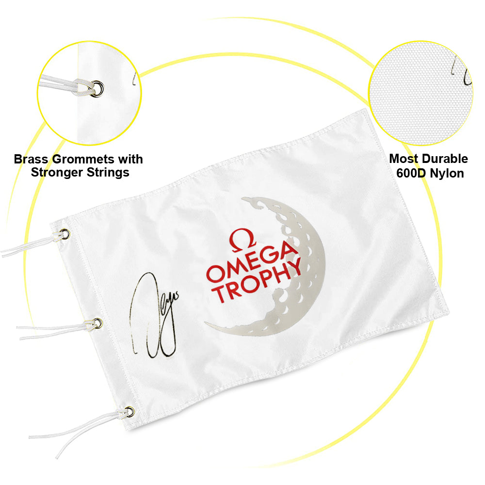 Fyon Signed Sergio Garcia US Open Omega Trophy Golf Pin Flag Banner Grommets
