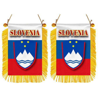 Slovenia Flag Mini Car Rearview Mirror Flag Banner - 2PC