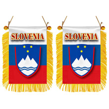 Slovenia Flag Mini Car Rearview Mirror Flag Banner - 2PC