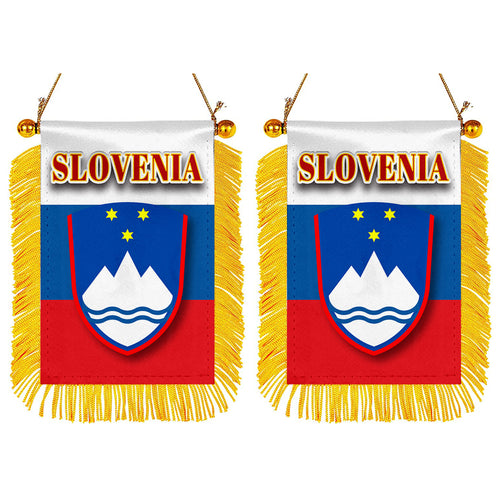 Slovenia Flag Mini Car Rearview Mirror Flag Banner - 2PC