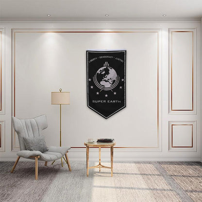 Fyon Super Earth Flag 30x50inch Black Indoor and outdoor banner Blue 30x50inch