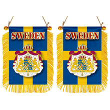 Sweden Flag Mini Car Rearview Mirror Flag Banner - 2PC