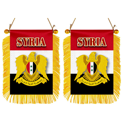 Syria Flag Mini Car Rearview Mirror Flag Banner - 2PC