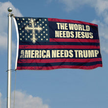 Fyon Double-sided The World Needs Jesus Flag America Needs Trump Flags Banner